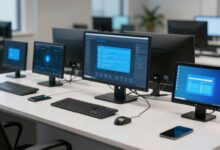 Ambiente moderno com dispositivos integrados, representando computação pervasiva