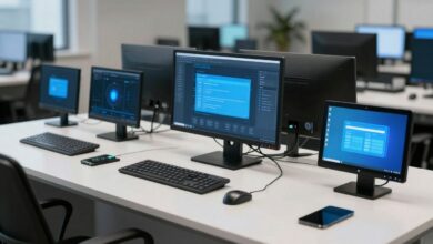 Ambiente moderno com dispositivos integrados, representando computação pervasiva