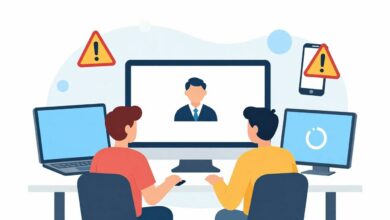 Ilustração de uma armadilha digital sendo ativada por um usuário de internet desavisado, com elementos de computadores, smartphones e símbolos de alerta