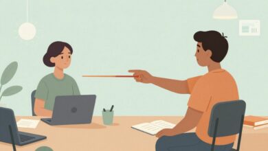 Uma ilustração minimalista e serena de uma pessoa encontrando equilíbrio entre suas tarefas diárias, sentada em um ambiente organizado com luz natural.
